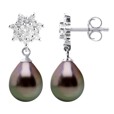 Earrings Real Cultured Tahiti Pearls Pear 8-9 mm