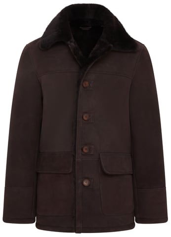Abrigo de piel de oveja de color marrón para hombre - Elverum