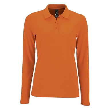 SOLS Womens/Ladies Perfect Pique Long-Sleeved Polo Shirt (Orange)