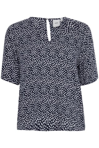 ICHI top IHMARRAKECH met stippen donkerblauw/wit