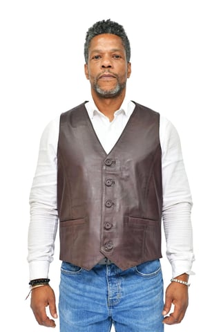Chaleco clásico de cuero para hombre - Chester