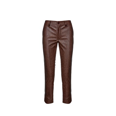 Pantalones 7/8 de Cuero Sintético en Marrón Chocolate