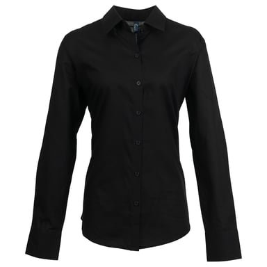 Premier Womens/Ladies Signature Oxford Long-Sleeved Shirt (Black)