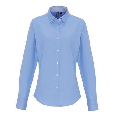 Premier Womens/Ladies Striped Cotton Blend Shirt (Oxford Blue)