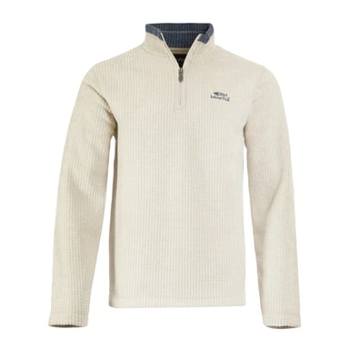 Weird Fish Mens Newark Grid Eco Friendly Quarter Zip Fleece Top (Ecru)