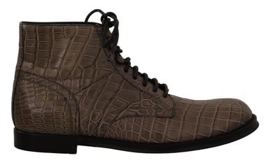 Botas Derby de Cuero de Cocodrilo Grises para Hombre de Dolce & Gabbana