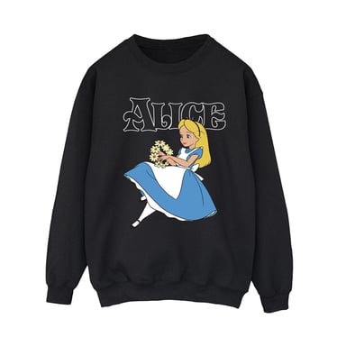 Disney Womens/Ladies Alice In Wonderland Flowers Sweatshirt (Black)