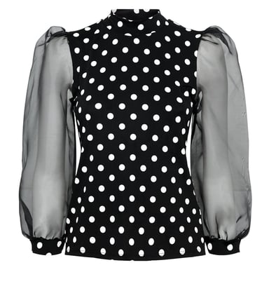 Spot Blouse Puff Sleeve