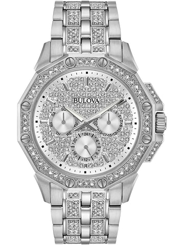 Bulova Crystal Men's Silver Watch 96C134