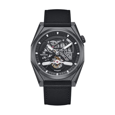 Reloj automático Heritor Amadeus semiesqueleto con correa de cuero