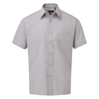Premier Mens Short Sleeve Poplin Shirt (Silver)