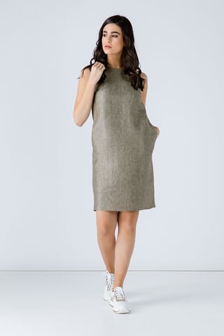 Vestido Saco Sin Mangas con Bolsillos