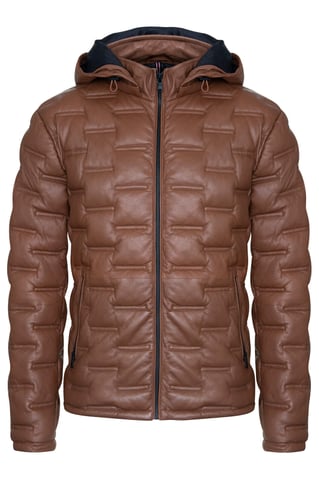 Chaqueta de cuero bomber acolchada con capucha para hombre - Belem