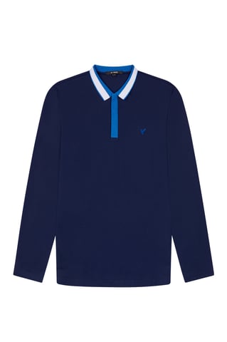 D-Rock Mens Polo Shirt with Dual-Stripe Collar Long Sleeve