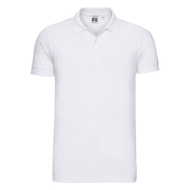Russell Mens Stretch Fitted Polo Shirt (White)