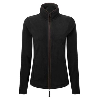 Premier Womens/Ladies Artisan Contrast Trim Fleece Jacket (Black/Brown)
