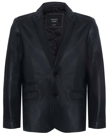 Chaqueta Blazer de Cuero Suave Abrigo Italiano Entallado
