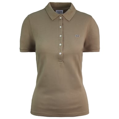 Lacoste Slim Fit Short Short Womens Brown Polo camisa PF7845 VDW