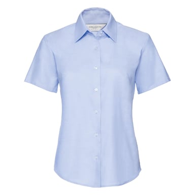 Russell Collection Ladies/Womens Short Sleeve Easy Care Oxford Shirt (Oxford Blue)