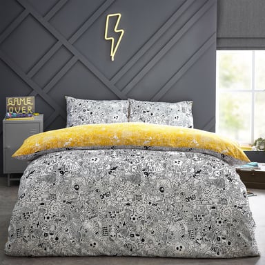 Doodles Abstract Reversible Duvet Cover Set