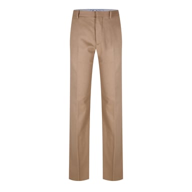 Men's Off White Tags Cashmere Slim Pants in Camel