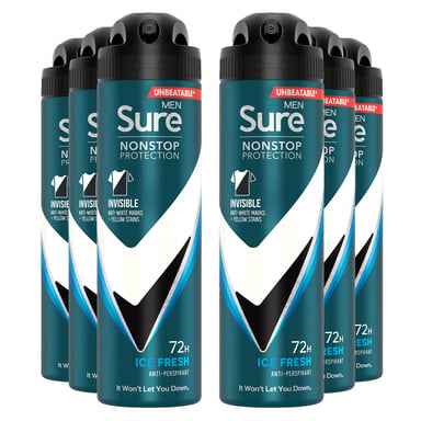 Sure Men Nonstop Protection Invisible Anti-Pespirant Deo Ice Fresh 150ml, 6 Pack