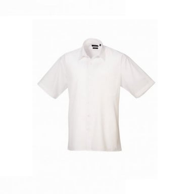 Premier Mens Short Sleeve Poplin Shirt (White)
