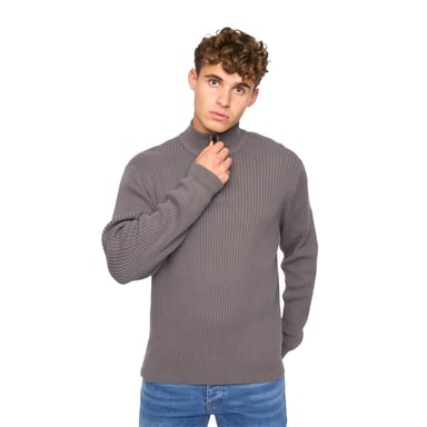 Crosshatch Mens Havaline Knitted Quarter Zip Pullover (Charcoal Grey)
