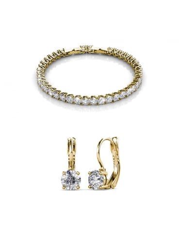 Conjunto Venus Redondo - Oro y Cristal