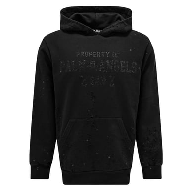 Palm Angels sudadera con capucha negra con logo dañado