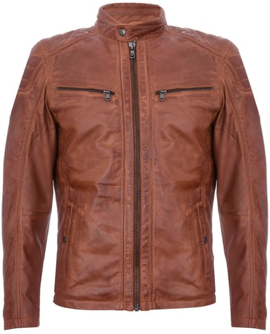 Chaqueta de cuero para hombre, estilo retro, acolchada, con cremallera y estilo motero - San Marino