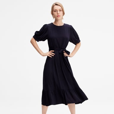 Viscose blouse-dress with fluffy hem
