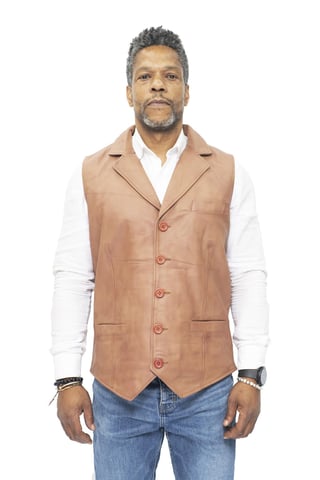 Chaleco clásico elegante de cuero para hombre - Bristol