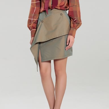 Straight skirt with detachable front panel