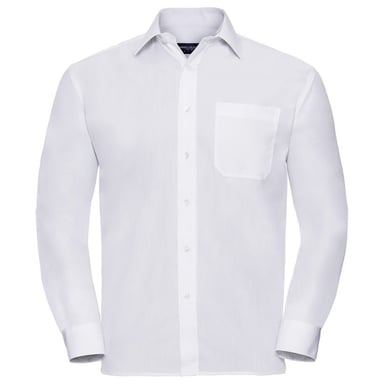 Russell Collection Mens Poplin Easy-Care Long-Sleeved Formal Shirt (White)