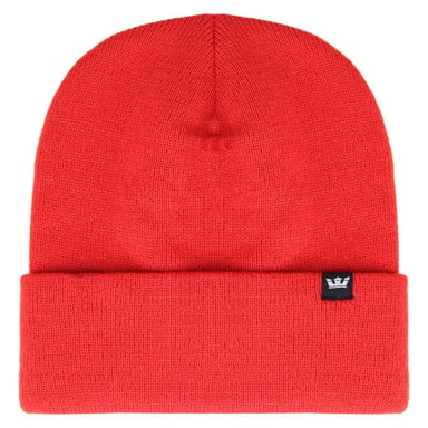 Gorro con corona unisex de punto liso rojo con logotipo Supra C
