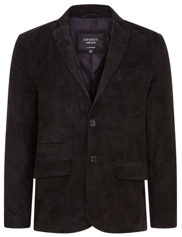 Chaqueta estilo blazer italiana de ante de cabra entallada negra para hombre - Somero