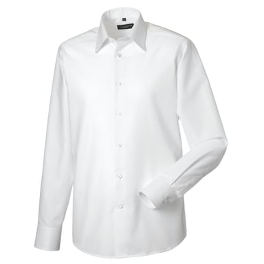 Russell Collection Mens Oxford Tailored Long-Sleeved Formal Shirt (White)