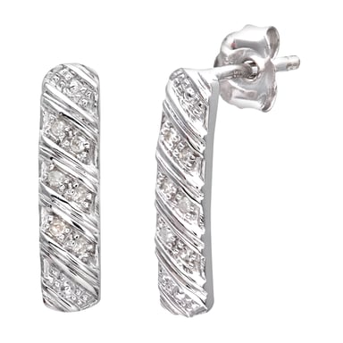 Pendientes de oro blanco de 9 quilates con diamantes de 5 puntos para mujer
