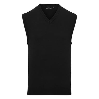 Premier Mens Knitted Sleeveless Sweater Vest (Black)