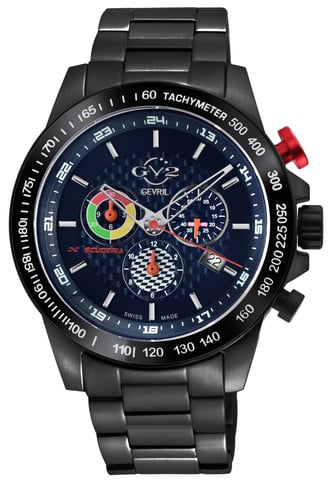 Reloj cronógrafo de cuarzo suizo Scuderia para hombres GV2 con esfera azul y fecha