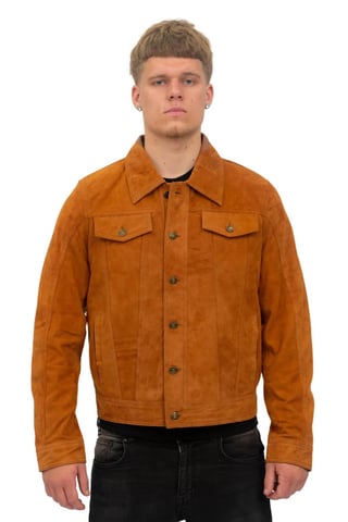Chaqueta estilo camionero de piel de cabra para hombre - Taraz
