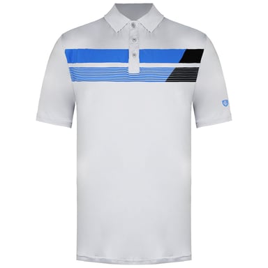 Polo de golf gris jaspeado para hombre con estampado asimétrico Island Green