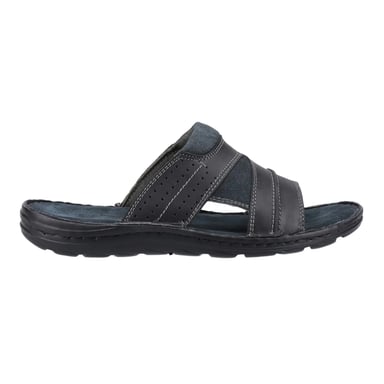 Hush Puppies Mens Archer Leather Mule Sandals (Black)
