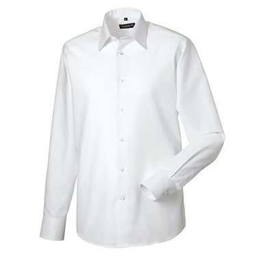Russell Collection Mens Long Sleeve Easy Care Tailored Oxford Shirt (White)