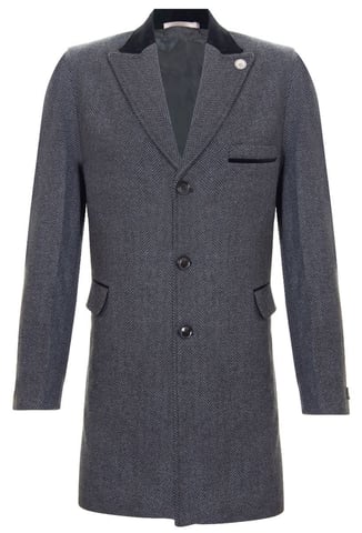 Chaqueta de abrigo Crombie gris de 3/4 de largo para hombre, abrigo de tweed de espiga Peaky Blinder