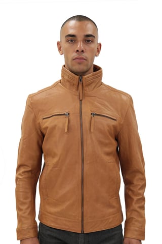 Chaqueta clásica de cuero para motorista de hombre - Caracas