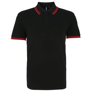 Asquith & Fox Mens Classic Fit Tipped Polo Shirt (Black/ Red)
