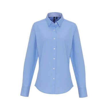 Premier Womens/Ladies Striped Oxford Long-Sleeved Formal Shirt (Oxford Blue)