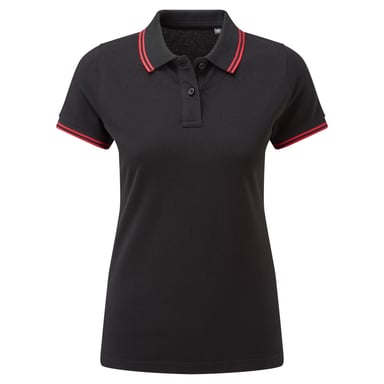 Asquith & Fox Womens/Ladies Classic Fit Tipped Polo (Black/Red)